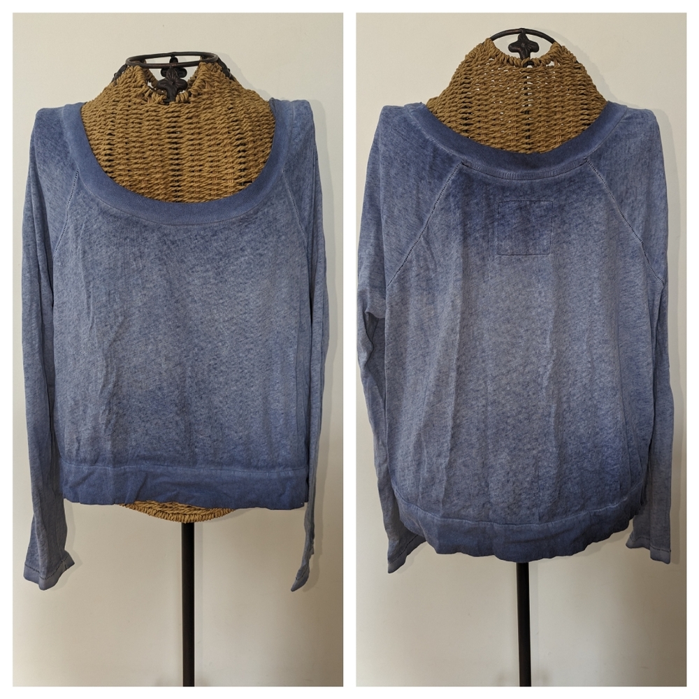 We the Free Free People blue denim washed slub tee M